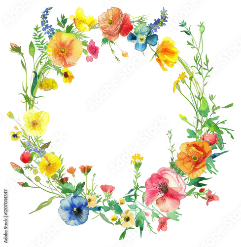 PNG Colorful floral wreath illustration