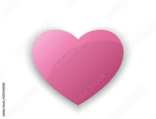 Pink 3d heart in red tone. Love, romantic and valentines design element. Isolated vector illustration