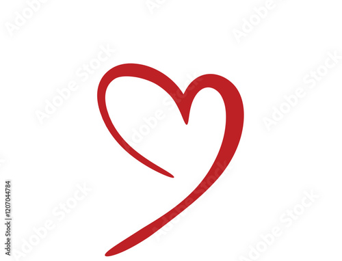 Red hand drawn heart. Valentines day design element. Love and romantic isolated vector sketchy image