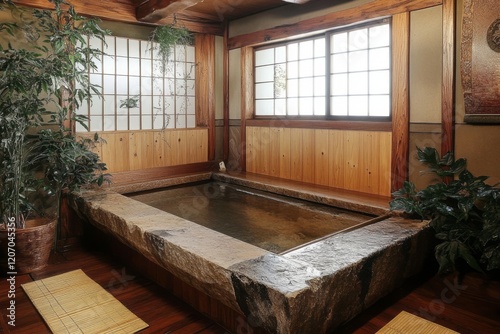 Tranquil Stone Bath In A Tr...