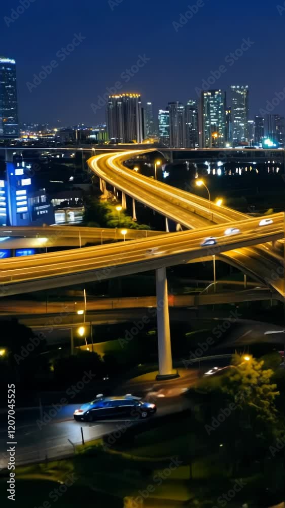 A vibrant urban cityscape at night showcasing illuminated highways and skyscrapers, creating a dynamic view with futuristic vibes and bustling atmosphere. A vibrant urban cityscape at night showcasing illuminated highways and skyscrapers, creating a dynamic view with futuristic vibes and bustling atmosphere.