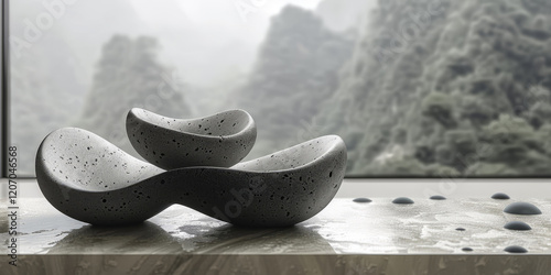 abstract minimalist shapes that play with the concept of weight and mass. photo