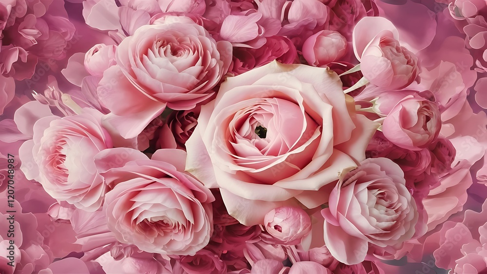Elegant seamless pattern with beautiful pink roses for your design Elegant seamless pattern with beautiful pink roses for your design