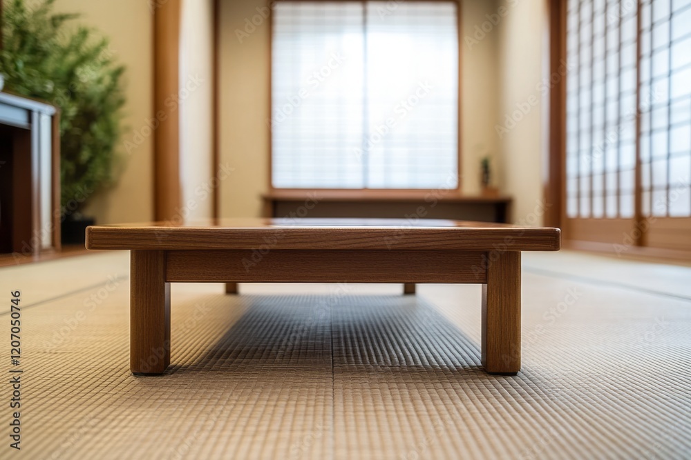 Fototapeta premium Low Wooden Table In A Traditional Japanese Room