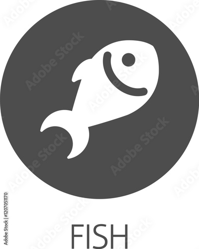 A fish seafood food icon concept. Possibly an icon for the allergen or allergy.