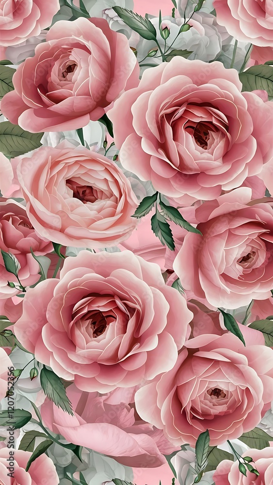 Elegant seamless pattern with beautiful pink roses for your design Elegant seamless pattern with beautiful pink roses for your design