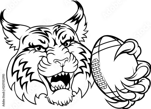 A wildcat or bobcat animal American football sports team cartoon mascot