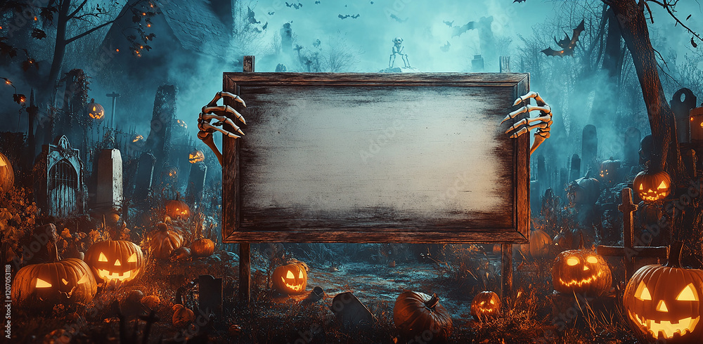 Fototapeta premium A wooden sign with an empty space for text stands in the foreground