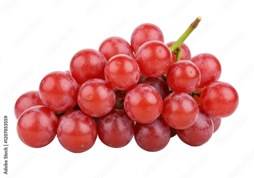 Fresh cluster of red grapes with stems isolated on white background Fresh cluster of red grapes with stems isolated on white background