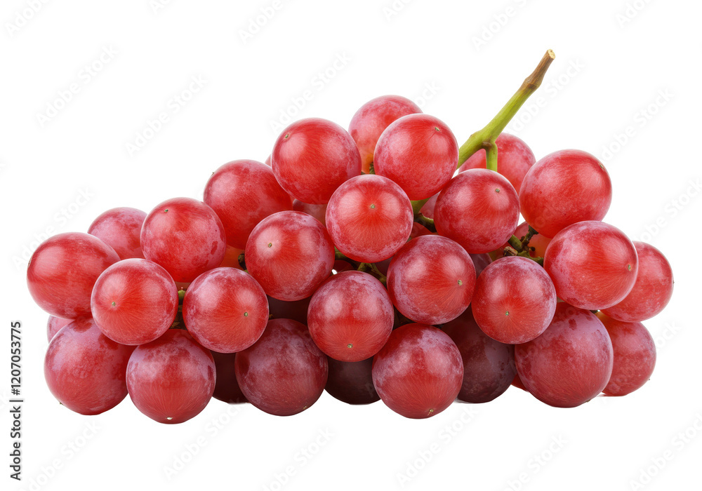 Fresh cluster of red grapes with stems isolated on white background Fresh cluster of red grapes with stems isolated on white background
