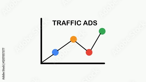 Traffic ADS  A rising line graph visually showcases increasing traffic and performance data, suitable for marketing presentations or reports.