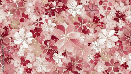 Blossom flowers for seamless pattern background. Vector illustration