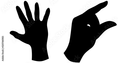 Set of silhouettes of hands in various poses isolated on a white background. Vector illustration. Collection of emotions, signs. Holding hands.emotional of communication bitmap symbol stock web illust