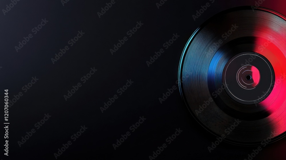 A close-up of a vinyl record against a dark background, showcasing vibrant colors that evoke a nostalgic and modern musical vibe. A close-up of a vinyl record against a dark background, showcasing vibrant colors that evoke a nostalgic and modern musical vibe.