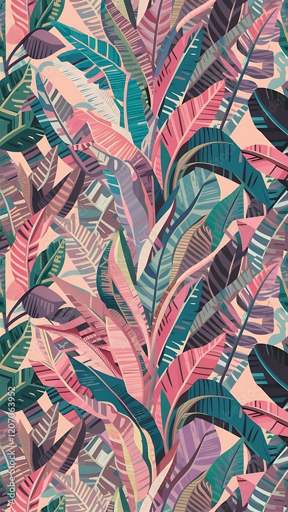 Fototapeta Pastels Tropical Leaf seamless pattern design for fashion textiles, graphics and crafts