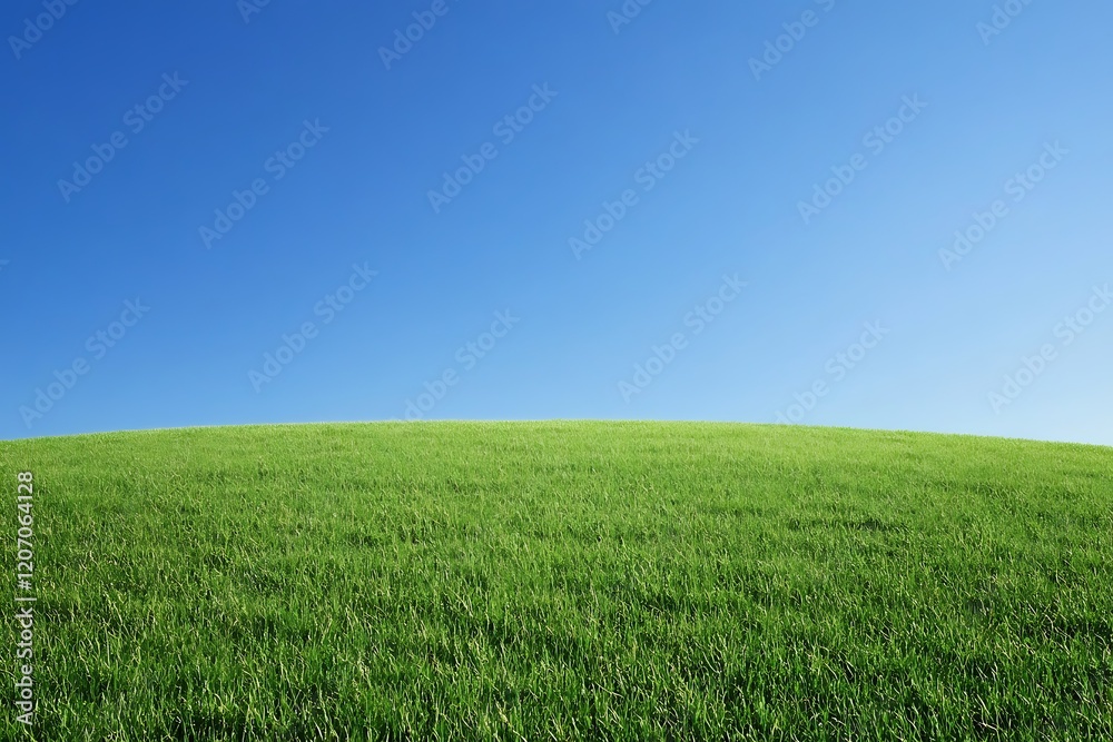 Obraz premium Vast Green Field Under a Clear Blue Sky