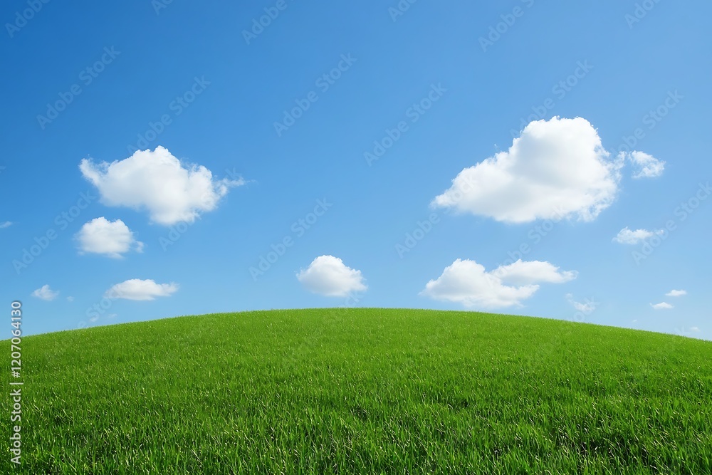 Obraz premium Stunning Green Hill Under a Clear Blue Sky