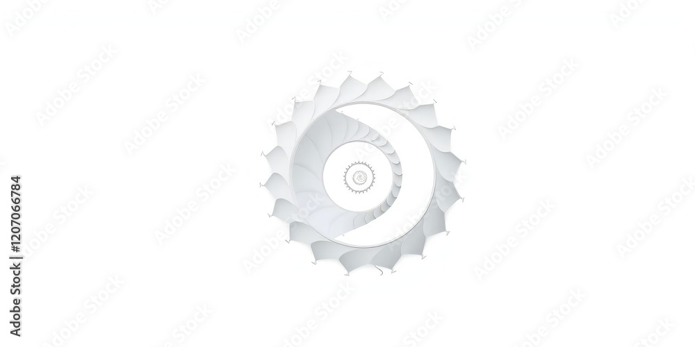 Abstract Fractal Spiral on White Background, tessellations, fractal geometry Abstract Fractal Spiral on White Background, tessellations, fractal geometry