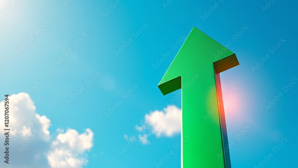 Upward Green Arrow Vibrant Vivid Bright Photo Upward Green Arrow Vibrant Vivid Bright Photo