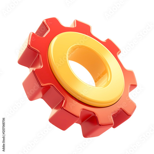 3D gear icon on transparent background (png format)
