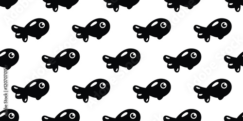 fish Seamless pattern goldfish swimming vector tuna salmon doodle cartoon gift wrapping paper tile background repeat wallpaper illustration scarf isolated pet animal design
