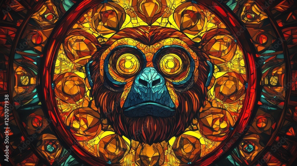 Obraz premium A colorful monkey head with a yellow eye