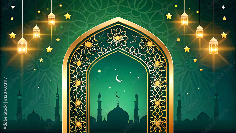 Islamic Archway with Bokeh and Gradient Glow Islamic Archway with Bokeh and Gradient Glow