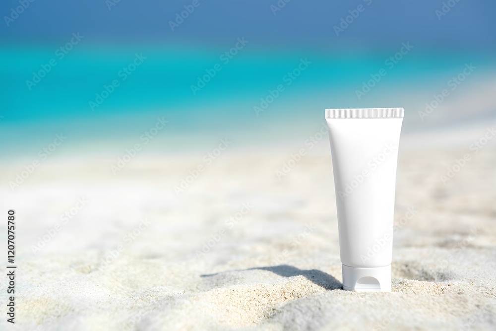 On left side of image white cosmetics cream tube without labels On left side of image white cosmetics cream tube without labels