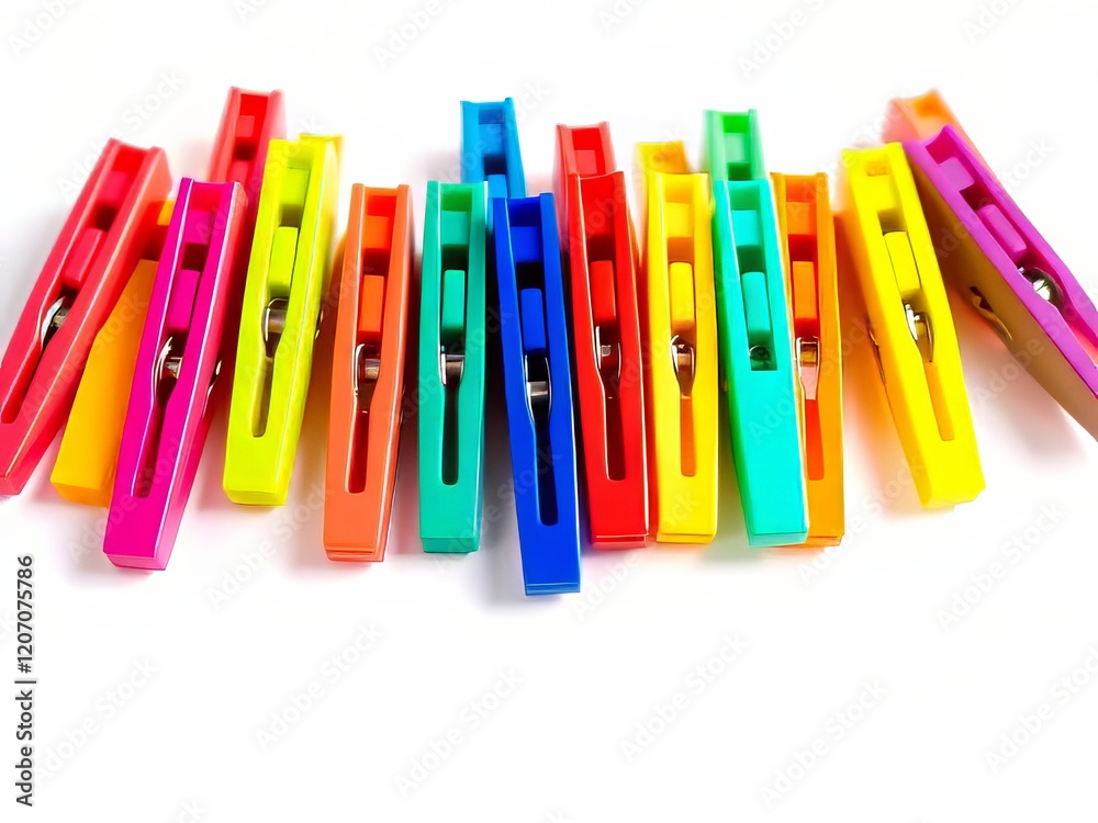 Vibrant Colorful Clothespins on White Background - Modern Design Vibrant Colorful Clothespins on White Background - Modern Design