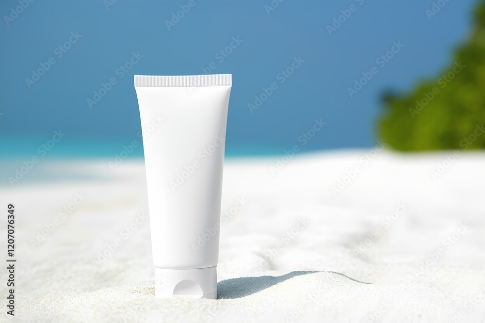 On left side of image white cosmetics cream tube without labels On left side of image white cosmetics cream tube without labels