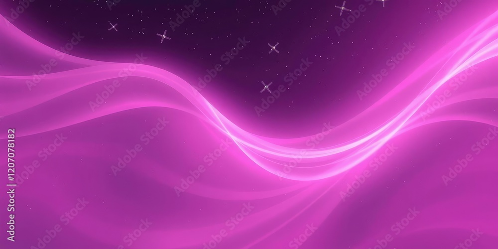 Fototapeta premium A wave of soft pink and purple light radiating from a cluster of futuristic satellites, futuristic satellites, pink neon, glowing orbs
