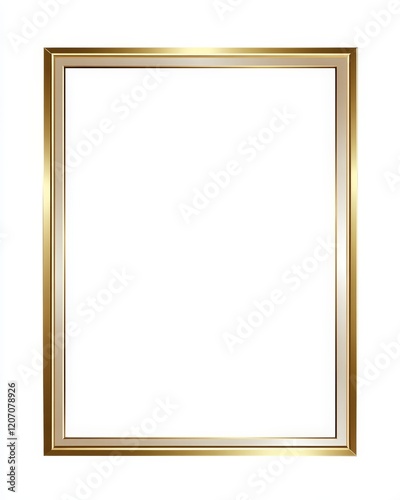 Elegant gold frame isolated on white background.