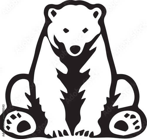 Bear vector in black and white