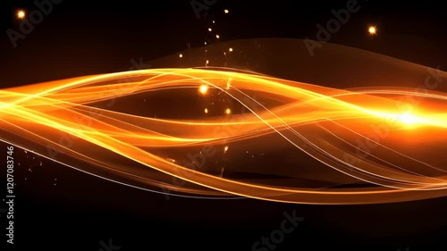 Long, curvy line of bright orange sparks with small, glowing dots scattered throughout it. The line is black and the dots are a vibrant shade of orange