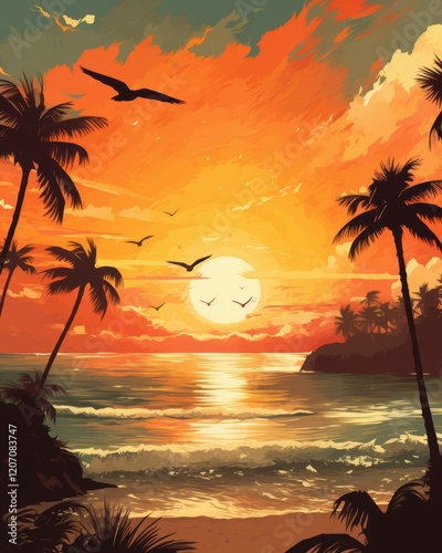 Golden Sunset Over Ocean