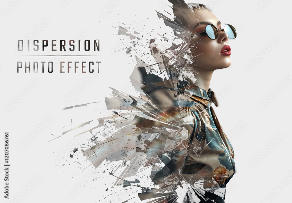 Exploding Broken Glass Dispersion Photo Effect Mockup Stock Template ...