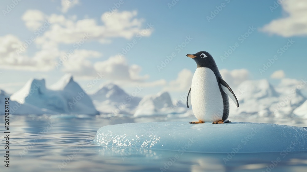 Fototapeta premium Cute Penguin on Iceberg in Antarctica
