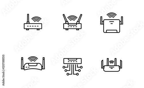 Set of Wi fi router icon for app web logo banner poster, Editable Stroke