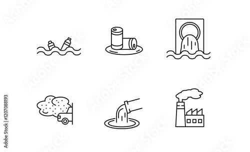 Set of pollution icon for app web logo banner poster, Editable Stroke
