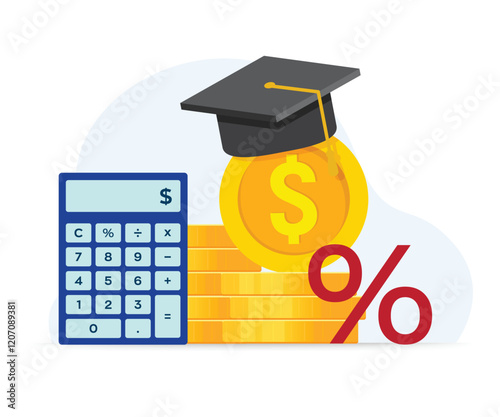 Saving scholarship in college. Finance investment in education stock illustration