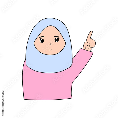 Adorable cute muslim kids cartoon illustration. ramadan, eid fitr, adha, islam religion character