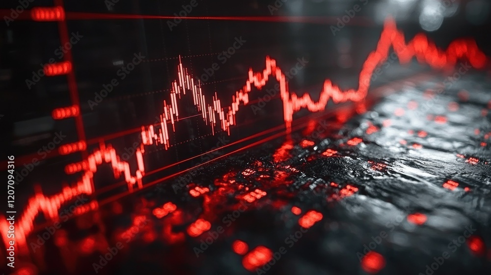 Fototapeta premium Red Alert: Market Crash Visualized