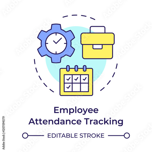 Employee attendance tracking multi color concept icon. Work monitoring, organization. Round shape line illustration. Abstract idea. Graphic design. Easy to use in infographic, presentation