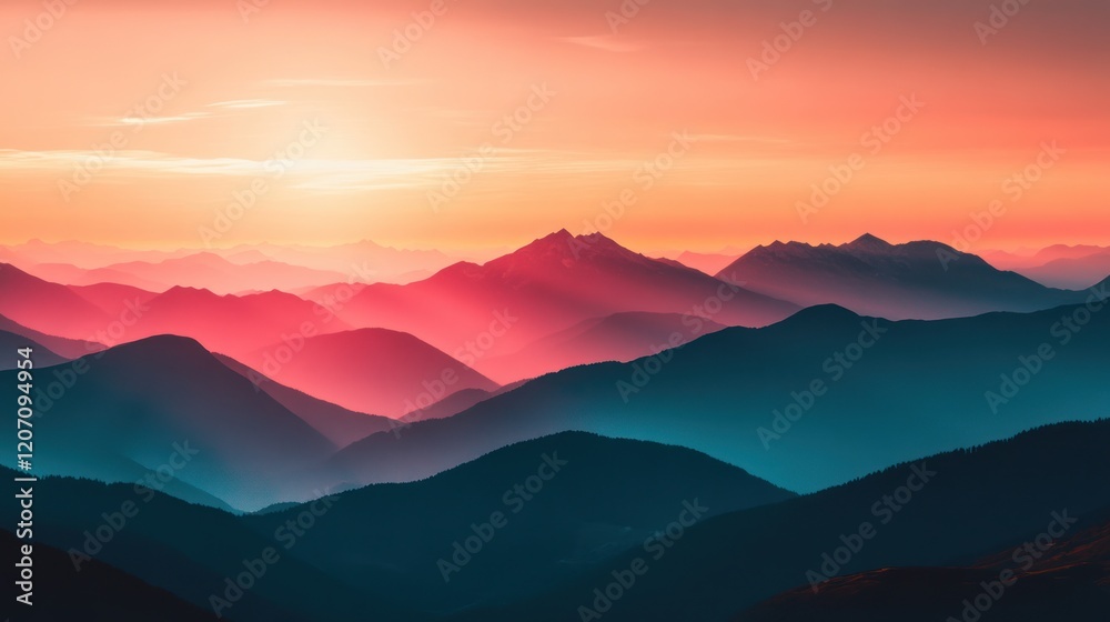 Fototapeta premium Mountain Range Sunset