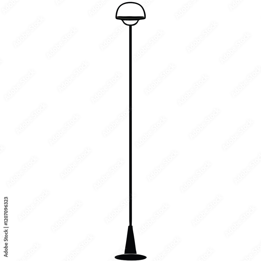 A vector silhouette of a modern floor lamp featuring a sleek, A vector silhouette of a modern floor lamp featuring a sleek,