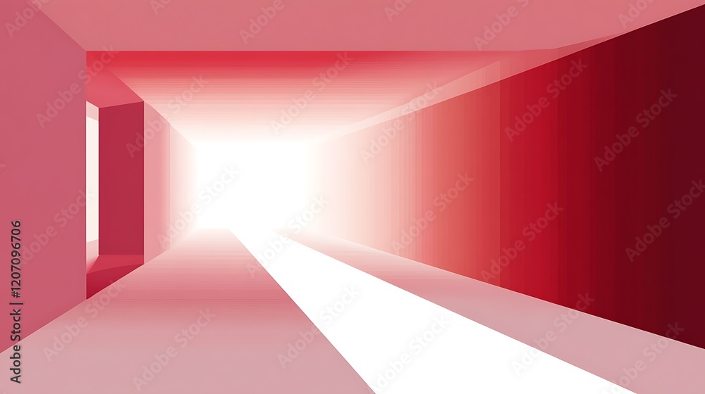 Abstract Red Corridor Leading To Bright Light Abstract Red Corridor Leading To Bright Light