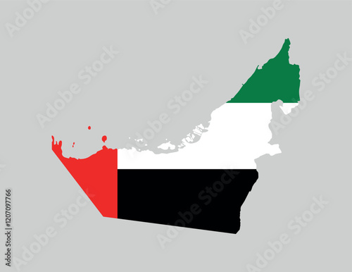 
United Arab Emirates Map vector icon. Map of United Arab Emirates in Flag colors.