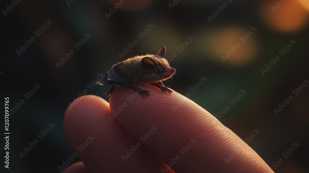 Obraz premium Tiny Bat on a Finger