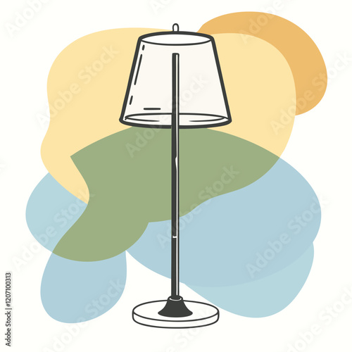 A vector silhouette of a modern floor lamp featuring a sleek,  photo