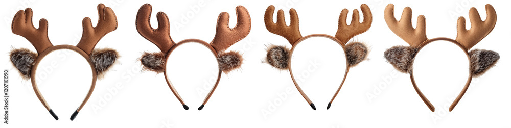 Fototapeta premium A collection of festive reindeer antler headbands for joyful celebrations.